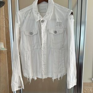 Blank NYC White Distressed Jean Jacket